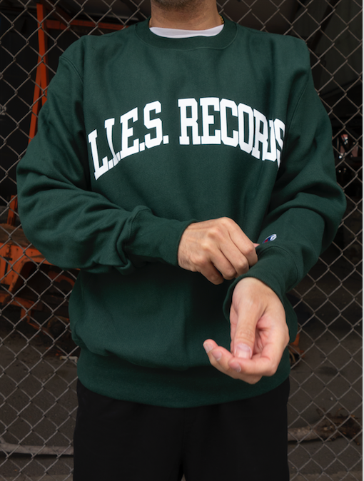 L.I.E.S. Records Champion Varsity - Crewneck Sweatshirt - Forest Green