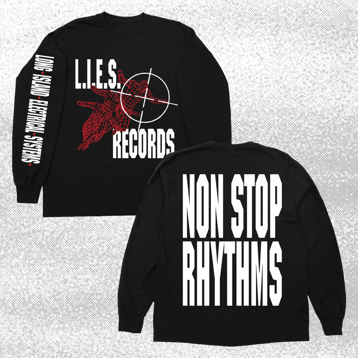 L.I.E.S. Records - NON STOP RHYTHMS - L/S t-shirt - Black