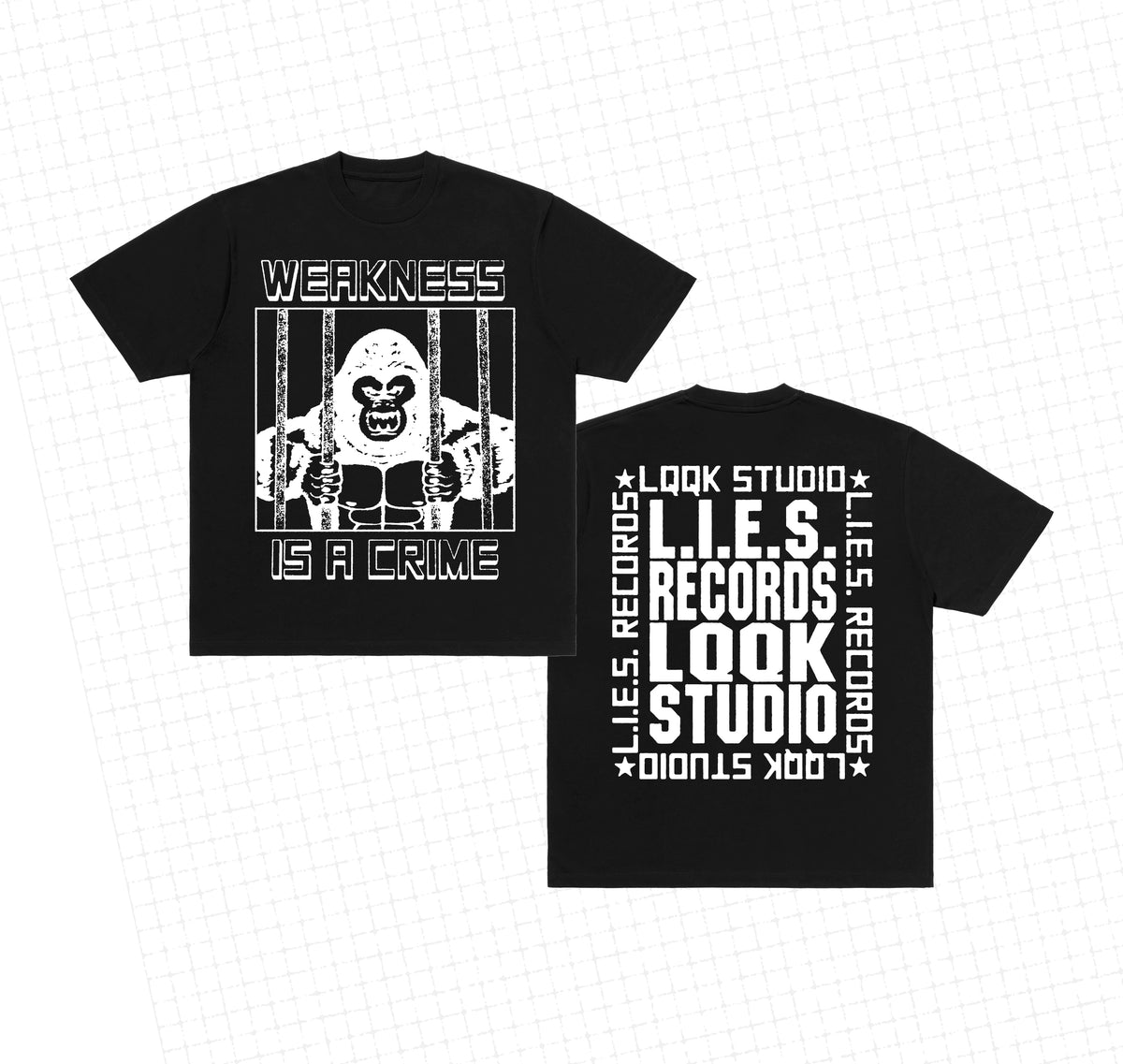 L.I.E.S. x LQQK Studio WEAKNESS IS A CRIME - S/S Tee - BLACK 
